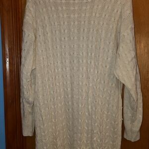 Cozy Cream Cable Knit Sweater Dress